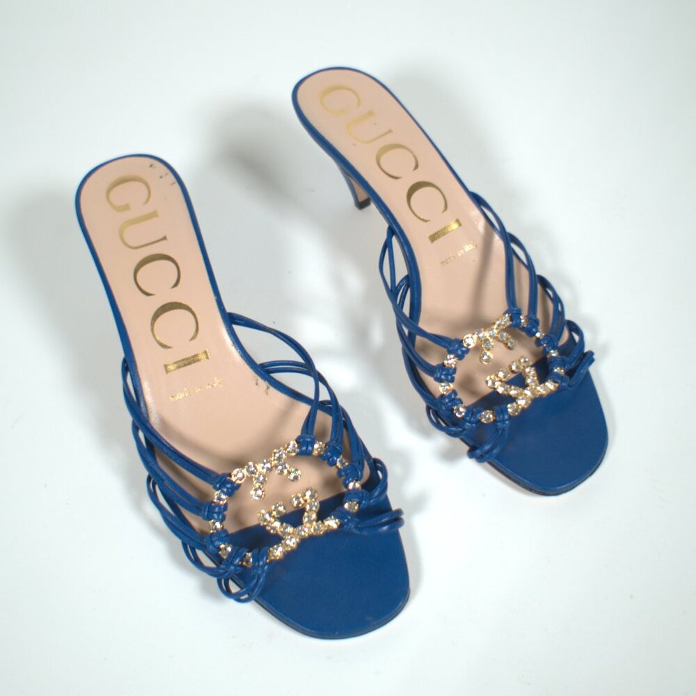 Blue Gucci Rhinestone Slides Size 37 never used